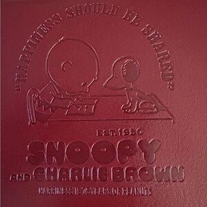 Peanuts Snoopy and Charlie Brown Embossed long zipper wallet red NWOT